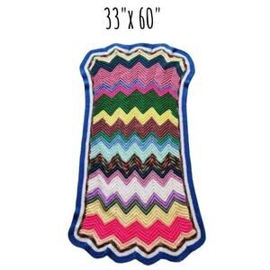 Colorful Handmade Crochet Throw Blanket 33" x 60" Multi Borders Pop Warm Shaw
